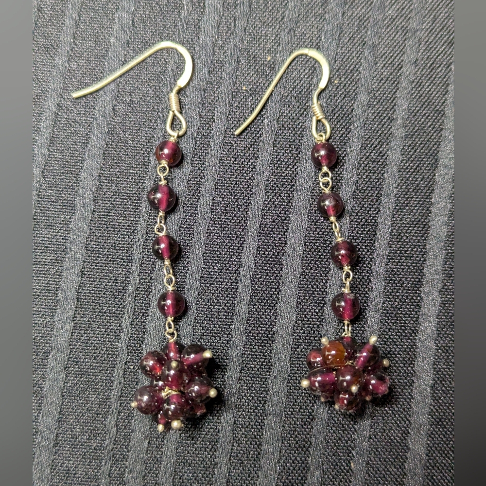 Genuine Garnet Sterling Silver Earrings